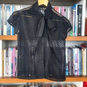 Stop Staring! Sheer Polka Dot Cap Sleeve Top Size M